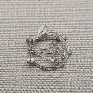 Sterling Silver Bojar Floral Crystal Pin Brooch B749